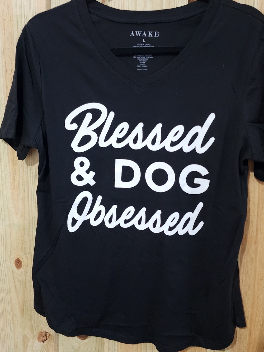 Awake Black T-Shirt with White "Blessed & DOG Obsessed" Print